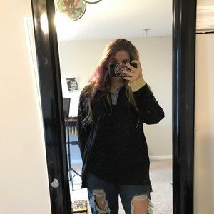 Long Sleeve Primary Color Mash Collered Top